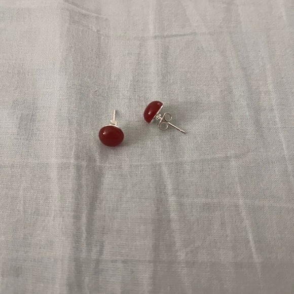 Carnalien stone earrings in 925 silver - Picture 2 of 2